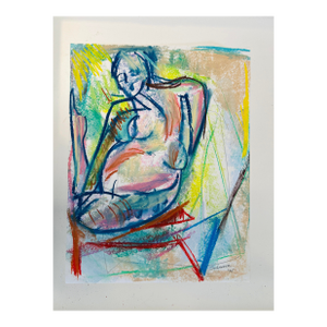 Nude in Abstract, Pastel Drawing on Paper by Erik Sulander