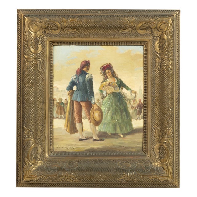 Jose Almonte, Figurative Composition, Oil Painting on Wood For Sale