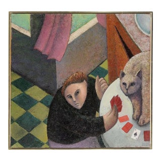 1980s Robert Jessup Card Game Oil Painting For Sale