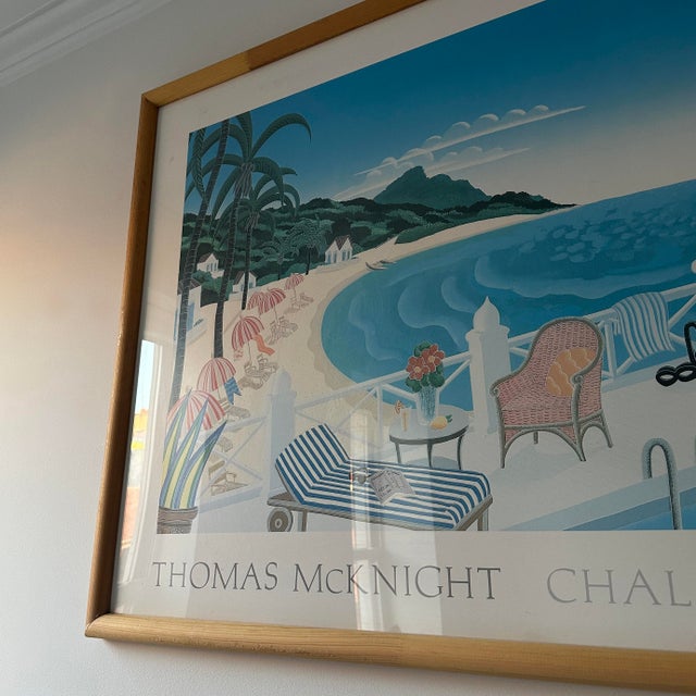 Postmodern 1980's XL Framed Thomas McKnight "Crescent Bay" Poster Print For Sale - Image 3 of 7