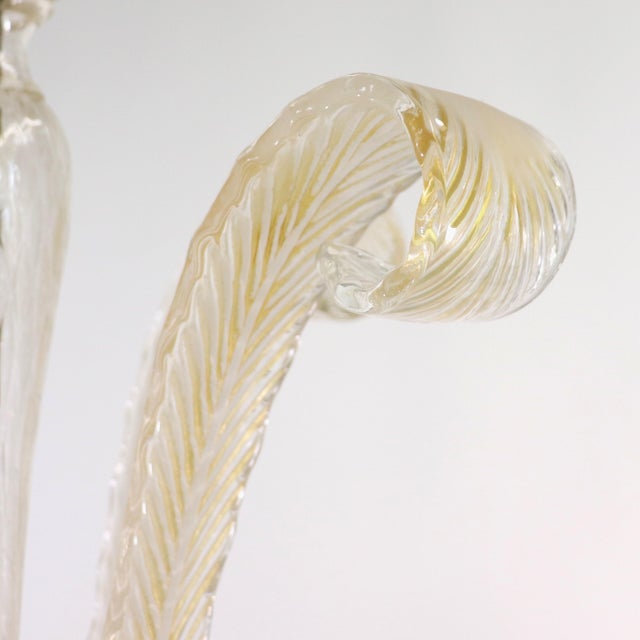 Mid-Century Modern Mid-Century Gold-Infused Cristallo Murano Chandelier For Sale - Image 3 of 12