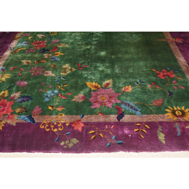 Antique Chinese Art Deco Hand Knotted Wool Rug, 8'711'4 For Sale - Image 9 of 9