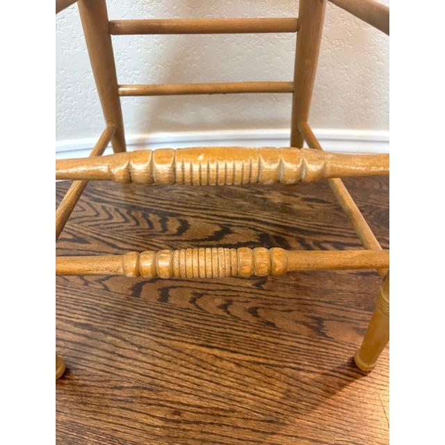 Circa 1900 Antique Oak Pressed-Back Youth Chair With Cane Seat For Sale - Image 9 of 12