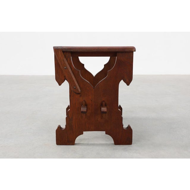 Belgian Arts & Crafts Oak Stool, 1890 For Sale - Image 6 of 10