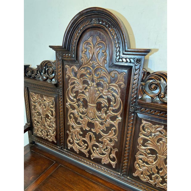 Victorian Carved Hall Bench with Storage Chest, 1800s For Sale - Image 4 of 9