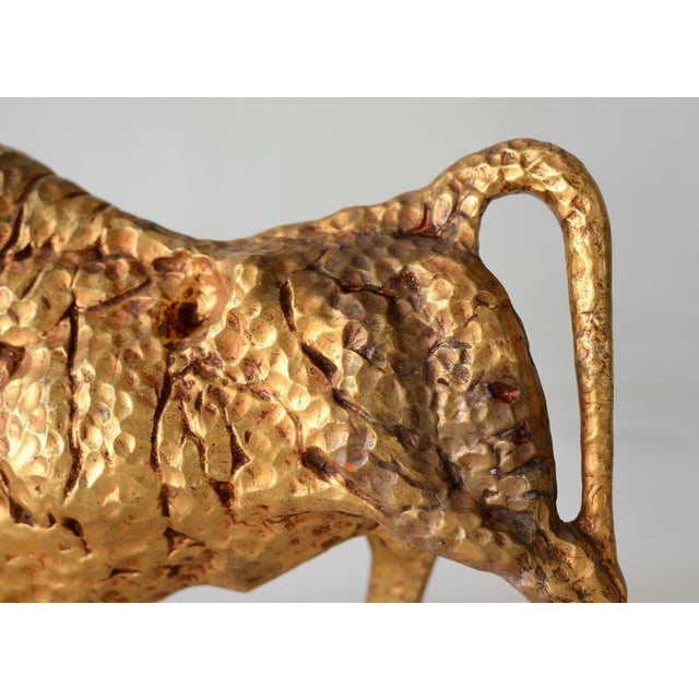 Large Mid-Century Gold Ceramic Bull Sculpture For Sale In San Francisco - Image 6 of 10