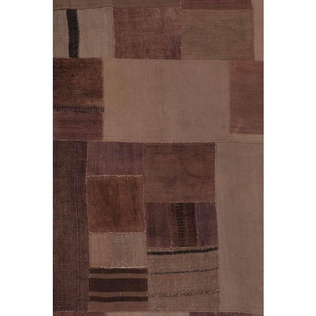 Traditional Vintage Turkish Rug in Brown With Geometric Patchwork Composition - Rug & Kilim For Sale - Image 3 of 9