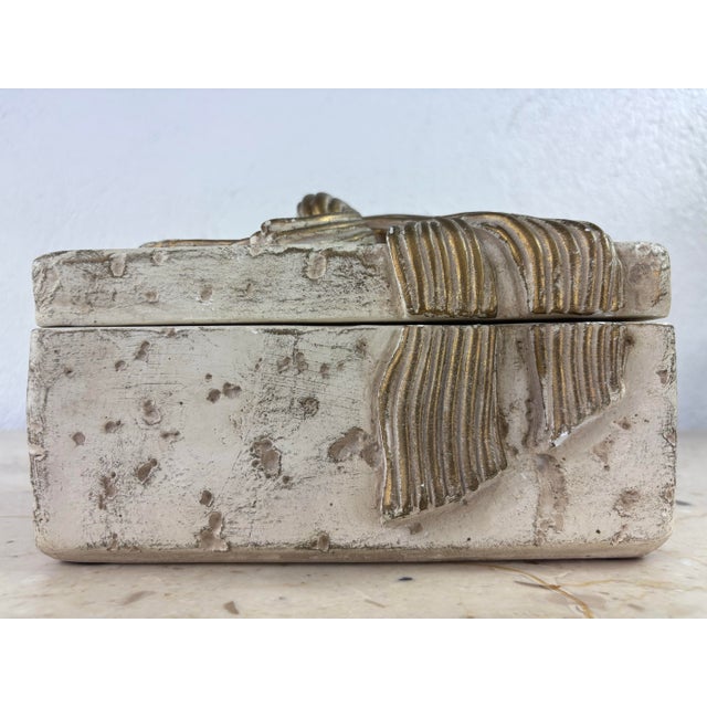 This is a mid-century vintage Hollywood Regency style plaster trinket box. This unusual box has been constructed out of...