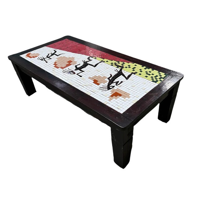 Early 20th Century Kokopelli Figurative Southwestern Mosaic Tile Coffee Table For Sale - Image 4 of 12