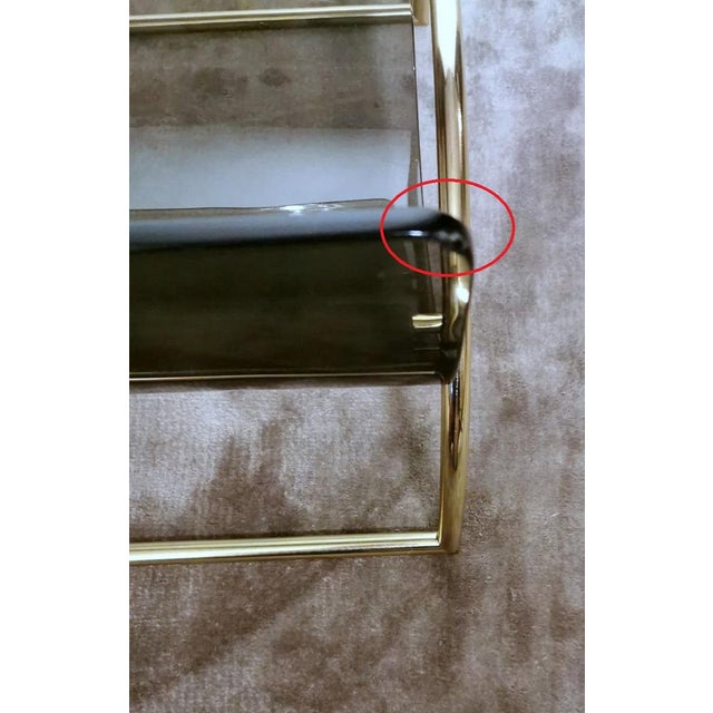 1970s Gallotti & Radice Attributed Smoked Crystal and Brass Magazine Rack For Sale - Image 10 of 13