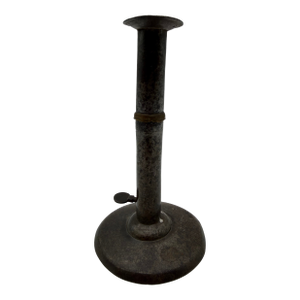 A Antique Pennsylvania Folk Art Iron and Brass Hog Scraper Candle Stick, Circa 1830's