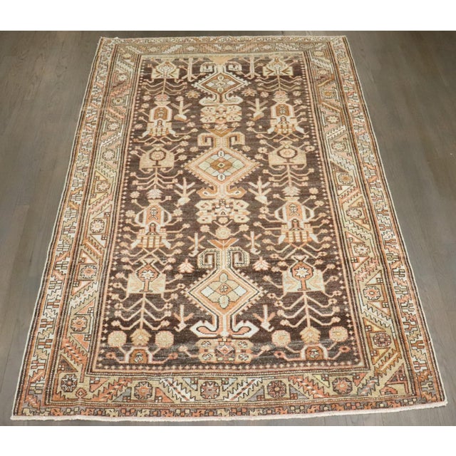 Early 20th Century Early 20th Century Brown Persian Kurd Bakhtiari - 4'3" x 6'7" For Sale - Image 5 of 9