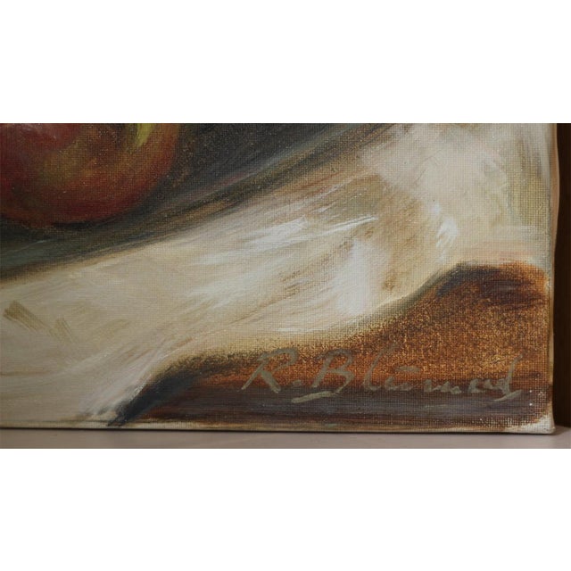 R. Blumad, Still Life with Flowers and Fruit, Late 20th Century, Oil on Canvas For Sale - Image 3 of 6