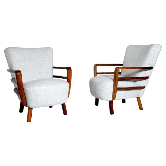 Set of Art Deco Armchairs in Walnut For Sale - Image 9 of 9