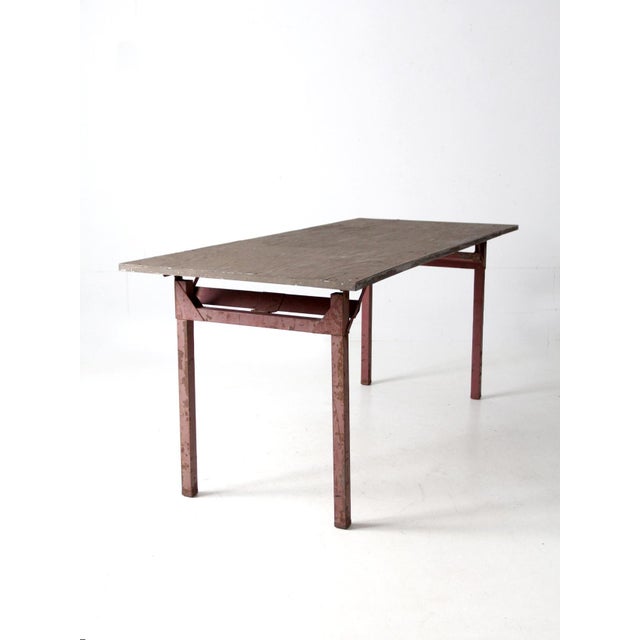 Mid-Century Industrial Work Table For Sale - Image 14 of 15