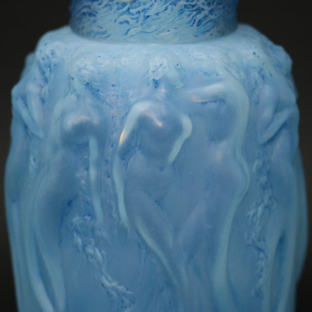 Blue Rene Lalique Opalescent Glass Sirenes Incense Burner For Sale - Image 8 of 12