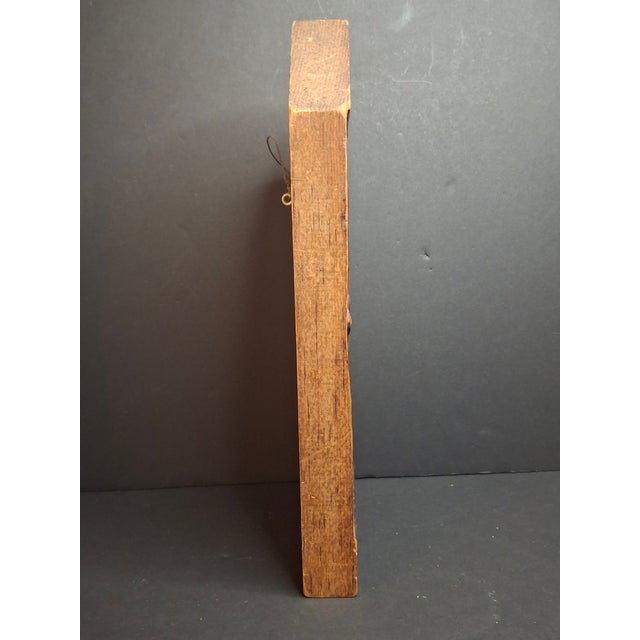 Vintage Hand Carved Wood Judaica Relief Plaque Rabbi Shofar Signed Gerber 1955 For Sale - Image 9 of 11