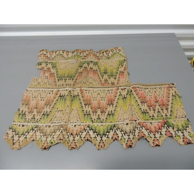 Antique Green and Orange Bargello Textile Fragment For Sale - Image 4 of 5