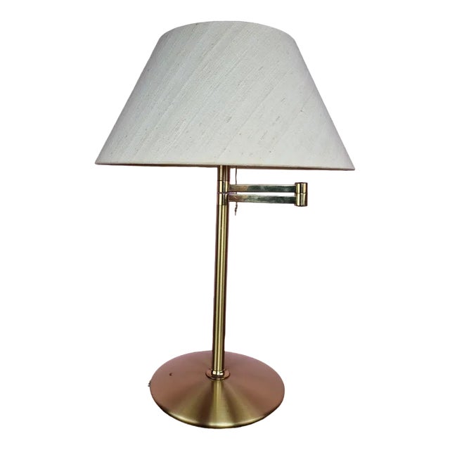 Vintage Swing Arm Table Lamp in Brass from Solken, 1970s For Sale