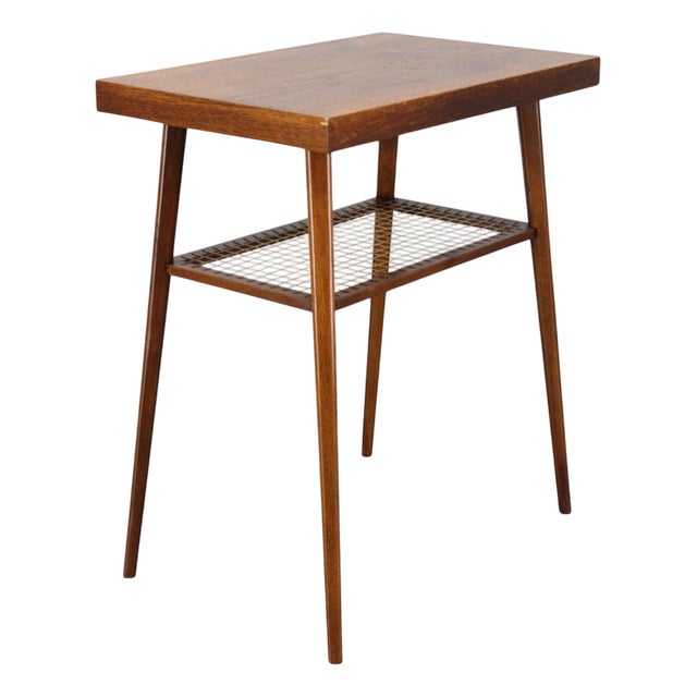 Czechoslovakian Side Table in Oak Finish, 1960s For Sale