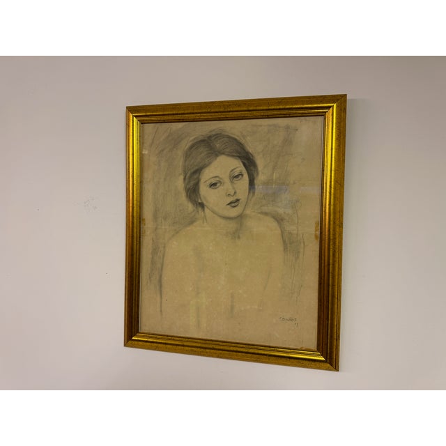 Cosgrove, Portrait Study of a Young Woman, 1957, Pencil on Paper, Framed For Sale - Image 10 of 11