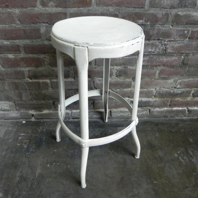 White Vintage Industrial Steel Stool, 1950s For Sale - Image 8 of 17