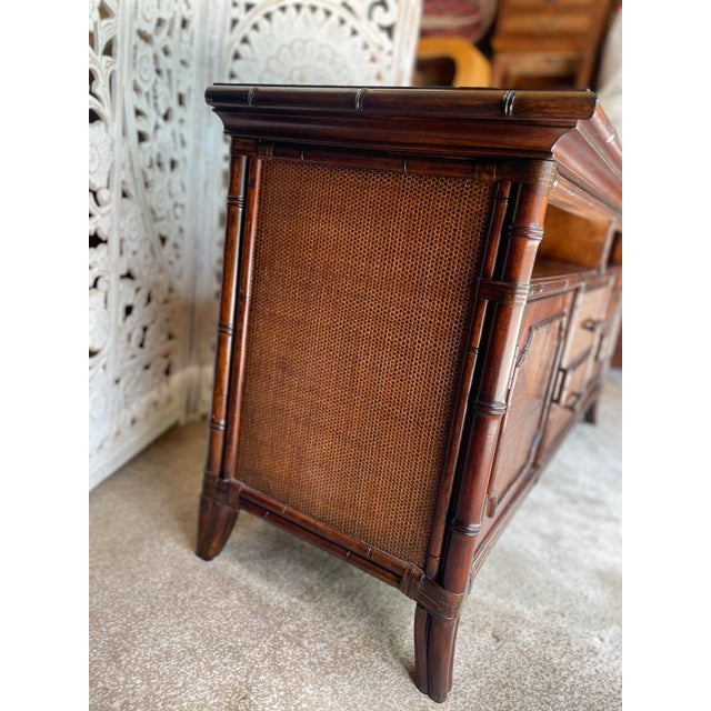 Sligh-Lowry Furniture Co. Island-Coastal Style Rattan Wood Console by Sligh Furniture For Sale - Image 4 of 12