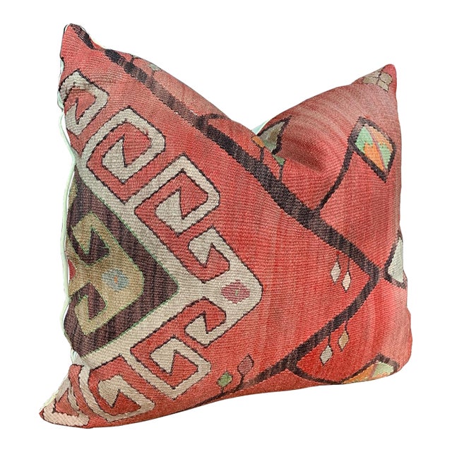 Custom Red Kilim Rug Pillow For Sale