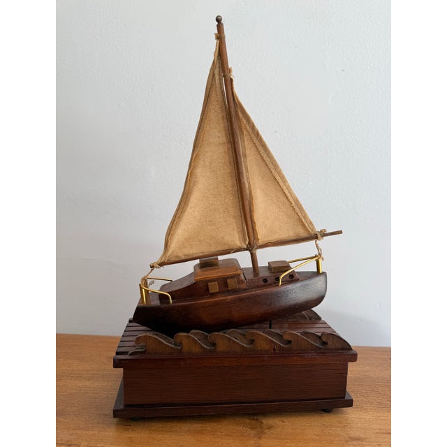 Mid 20th Century Nautical Music Box With Animated Sailboat For Sale - Image 9 of 11