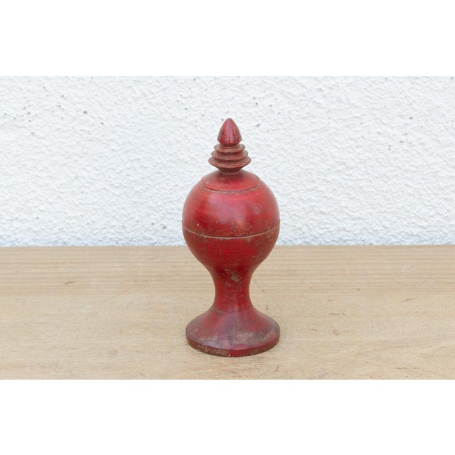 Vintage Indian Turned Wood Lidded Box For Sale - Image 4 of 6