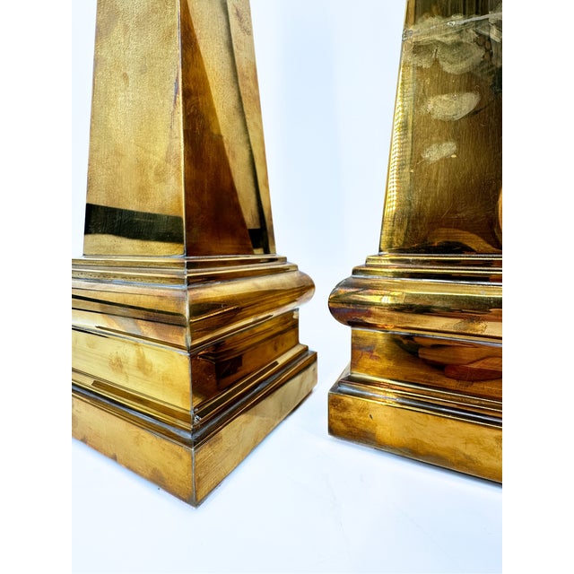 Vintage Brass Obelisks - a Pair For Sale - Image 9 of 12