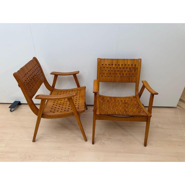 Brown Gelenka Armchairs in Solid Beech Wood, Germany, 1950, Set of 2 For Sale - Image 8 of 18