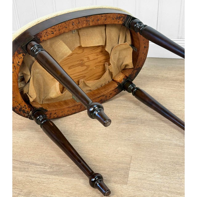 Antique Traditional Mahogany Floral Needlepoint Oval Vanity Seat Stool For Sale - Image 10 of 10