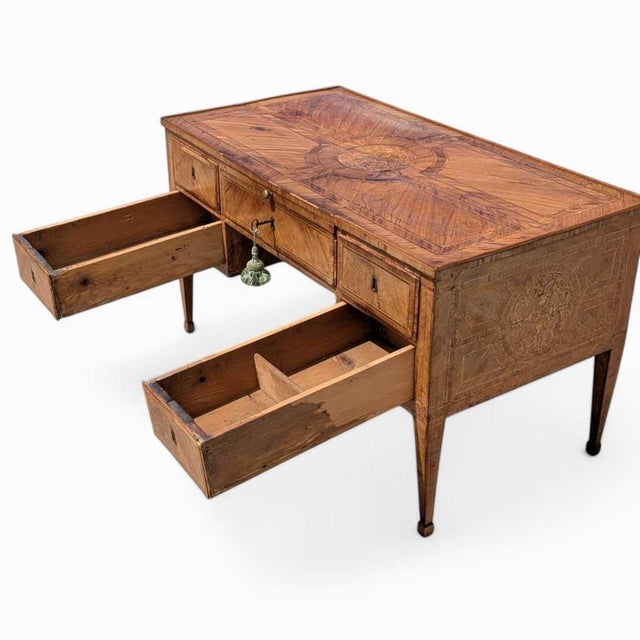 Wood Antique Desk – Lombardy Louis XVI Era Desk, Vintage Writing Table, Elegant Office Furniture, 18th Century Desk For Sale - Image 7 of 18