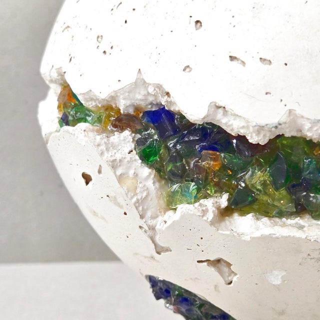 Vintage Space Age UFO Planet Table Lamp in Plaster and Glass, 1970s For Sale - Image 11 of 16