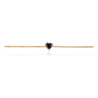 Fine Prong Set Sapphire Heart Chain Bracelet in 14k Yellow Gold For Sale