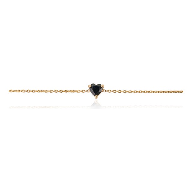 Fine Prong Set Sapphire Heart Chain Bracelet in 14k Yellow Gold For Sale