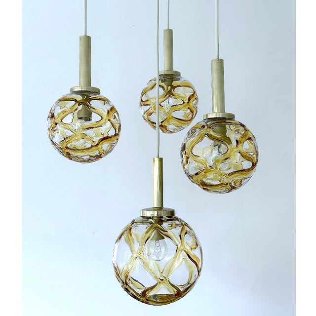 Metal Vintage Glass Pendant Light from Doria Leuchten, 1970s For Sale - Image 7 of 14