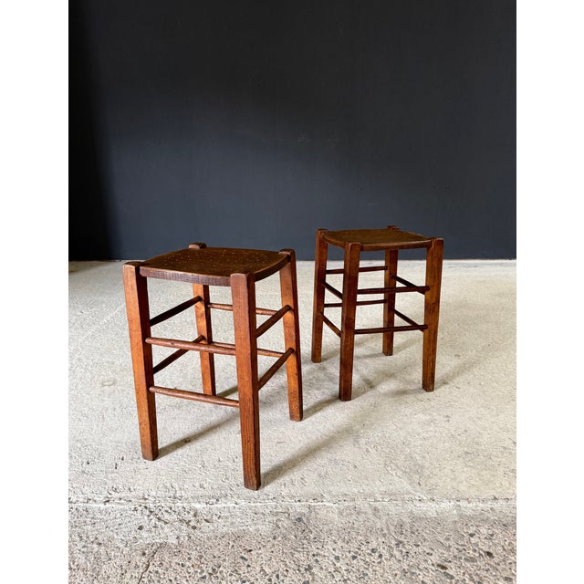 1930s French Country Bistro Stools, 1930s, Set of 2 For Sale - Image 5 of 16