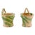 French 19th Century Green and Yellow Glazed Pottery Hanging Planters - A Pair For Sale - Image 13 of 13