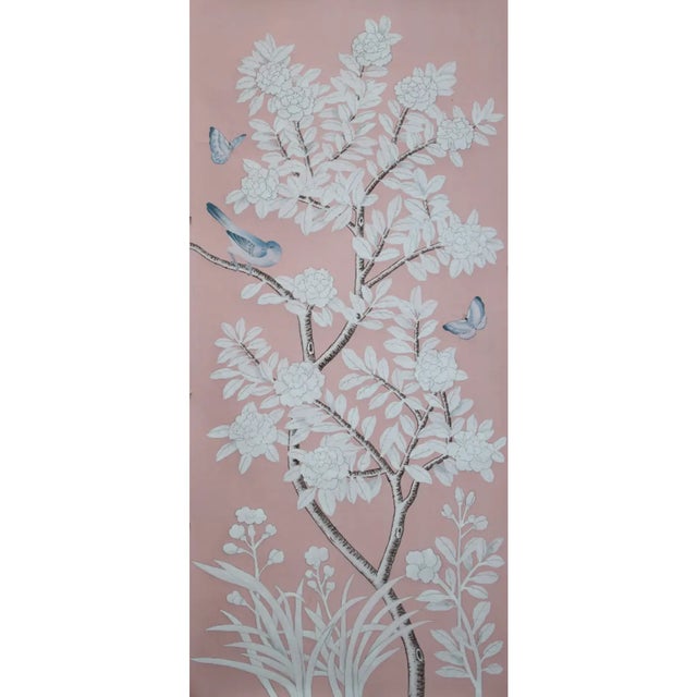 Chinoiserie Mural Hand Painted Unframed Panel Wallpaper - 3 Panels For Sale - Image 4 of 5