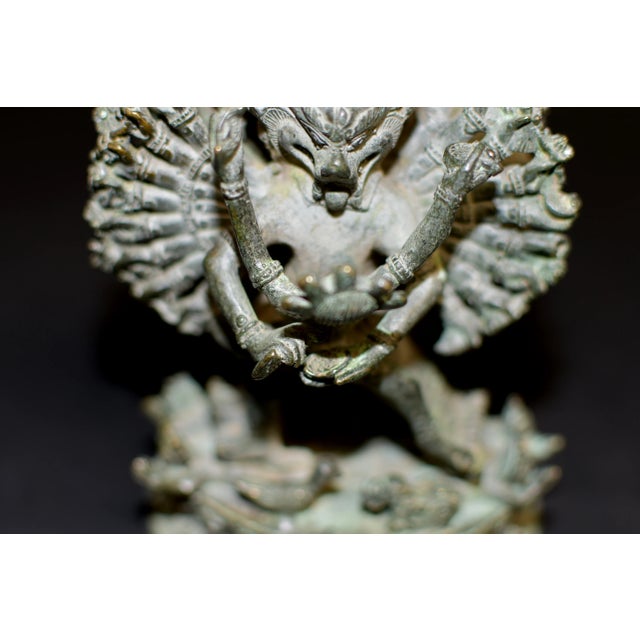 Green 19th Century Tibetan Couple Statue Vajrasattva For Sale - Image 8 of 13