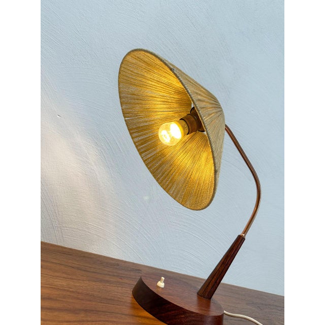 Mid-Century Modern Vintage Danish Teak & Sisal Table Lamp from Temde Leuchten, 1960s For Sale - Image 3 of 7
