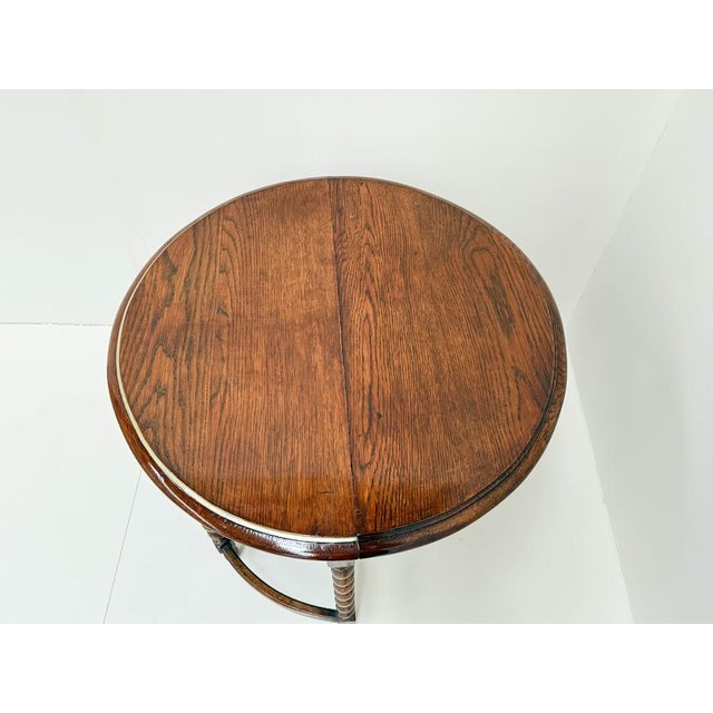 Antique Oak Drop-Leaf Side Table with Barley Twist Legs, 1920s For Sale - Image 3 of 11