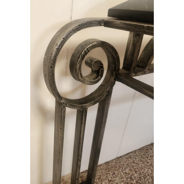 Metal Late 20th Century French Art Deco Style Iron and Marble End Table For Sale - Image 7 of 13