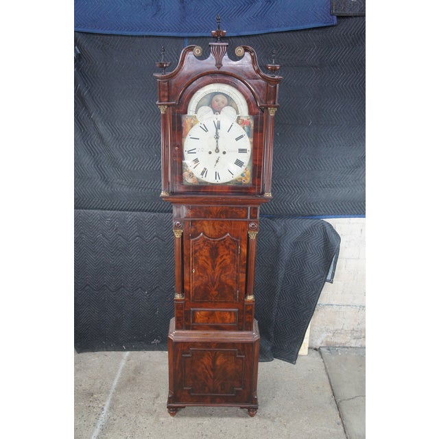 Wood Monumental Antique 18th Century English Georgian Manchester Grandfather Clock For Sale - Image 7 of 18