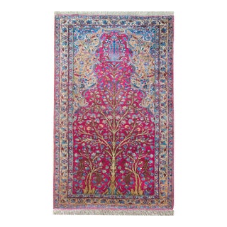 Early 20th Century Persian Qum Silk Prayer Rug For Sale