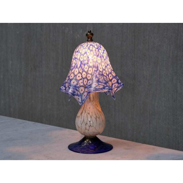 Blue Murano Blue Millefiori Glass Lamp with Gold-Accented Base, Italy, 1970s For Sale - Image 8 of 13