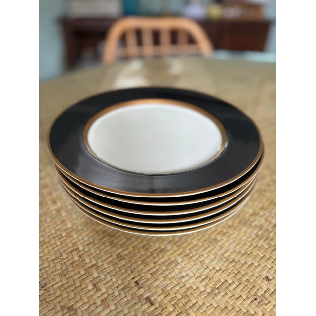 Black Vintage Fitz and Floyd Renaissance Black and Gold Dining Plates- Set of 6 For Sale - Image 8 of 8