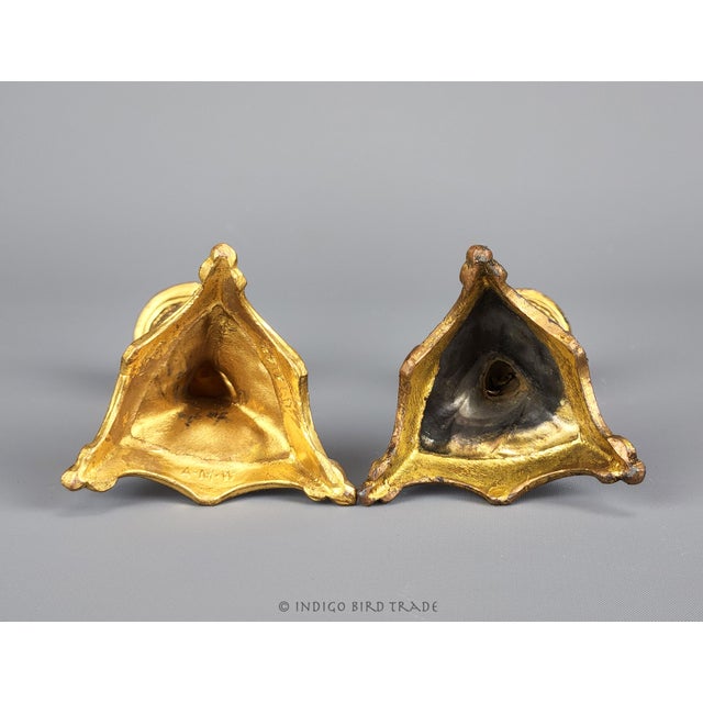 Early 1900's Art Nouveau American Candlestick Holders - Set of 2 For Sale - Image 9 of 10